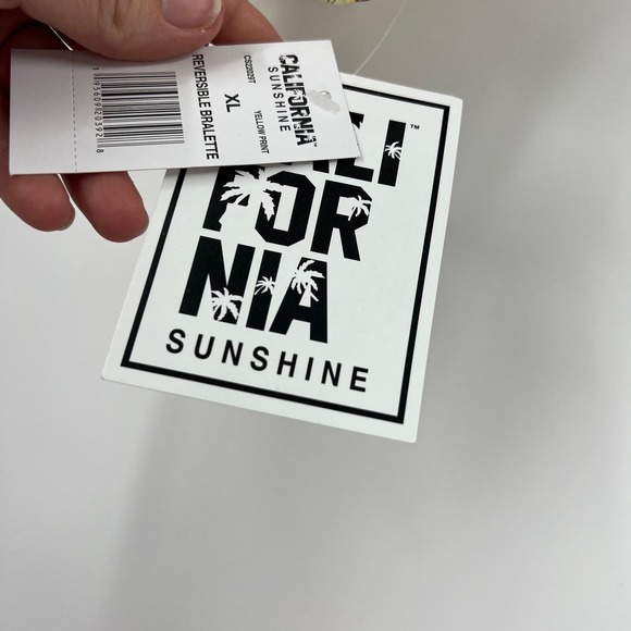 California Sunshine Yellow Daisy Floral Bikini Reversible Bikini NEW Women XL - Picture 8 of 10